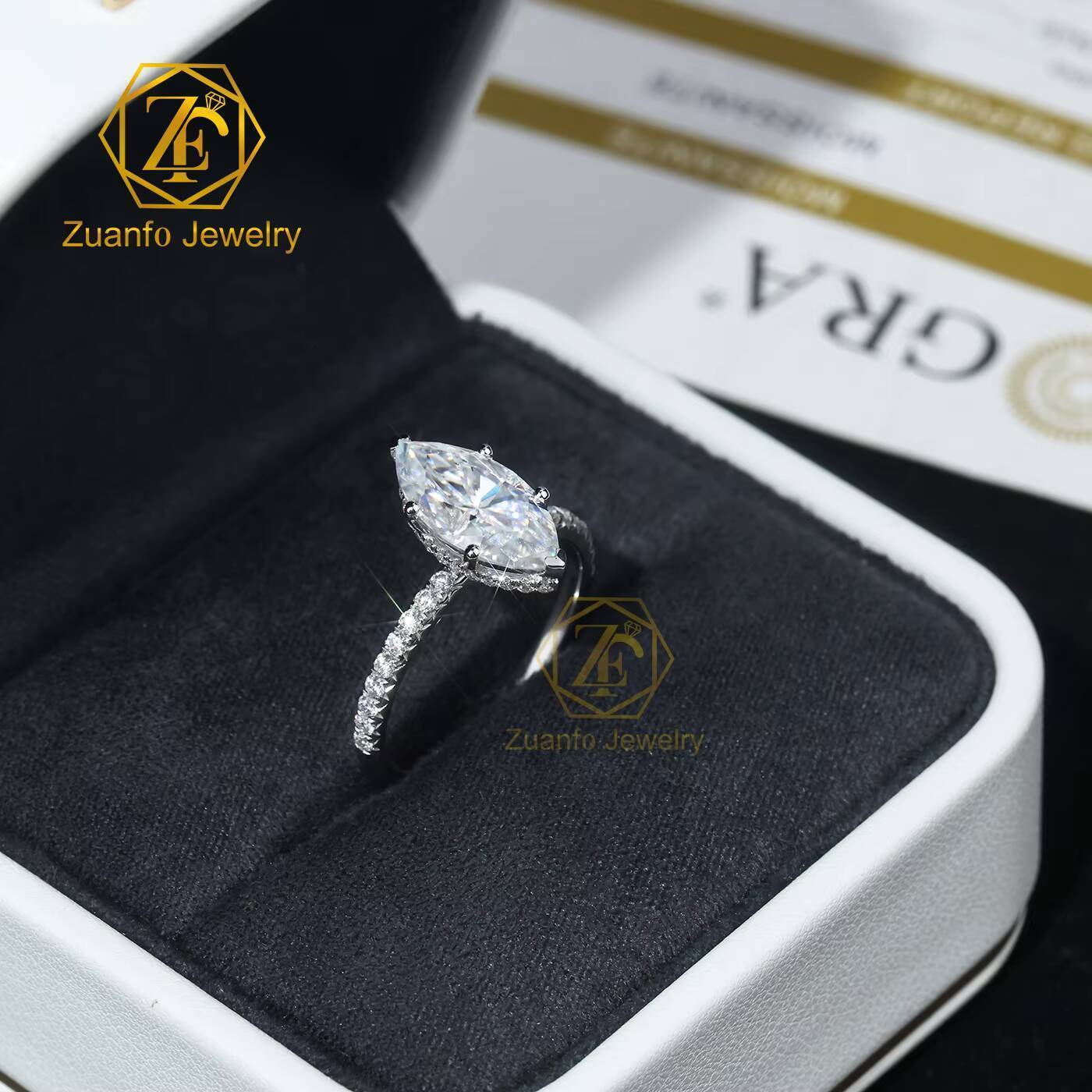 Moissanite 4ct 5ct Marquis Cut Vintage Wedding Rings D VVS Jewelry GRA Certified Engagement Party Fine Ring