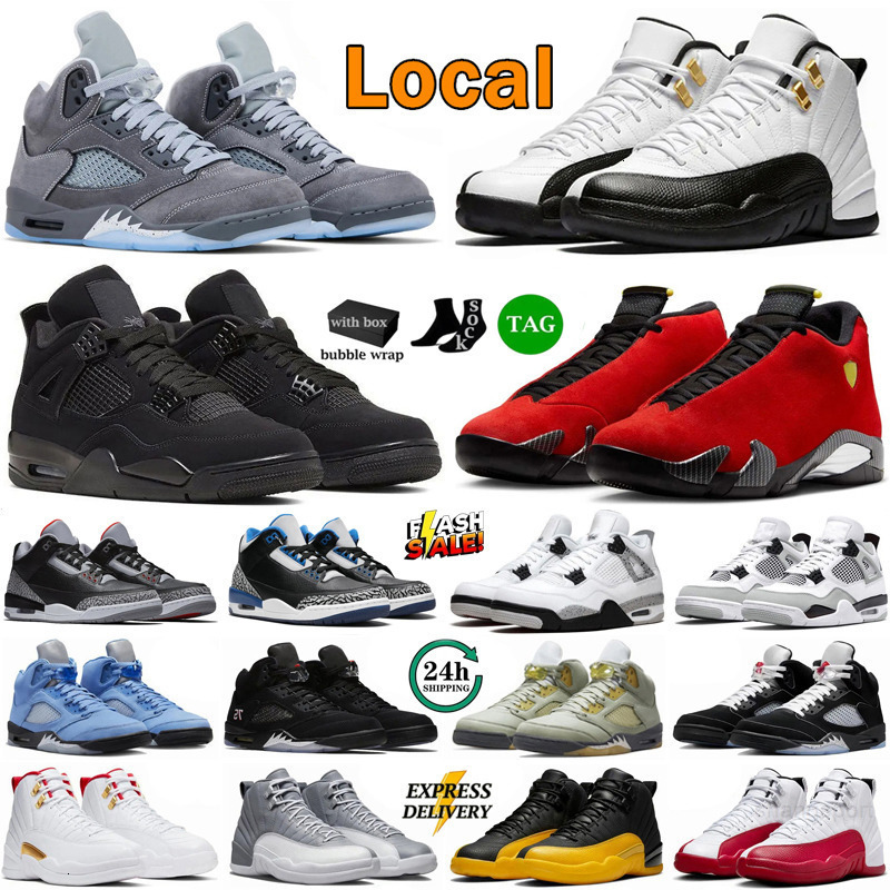 Local With Box 4s Basketball Shoes 3s 5s 12s Mens Womens Trainers Wolf Grey Sail 4 Military Black Cat Blue White Thunder Bred Lucky Green Designer Sne