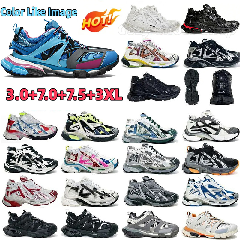 With Box Designer Runner 3xl Sneakers led Track Runners 7.0 7.5 3.0 Paris All Black White Pink Blue Grey Colorful Leather Heels Nylon Platform men women trainers