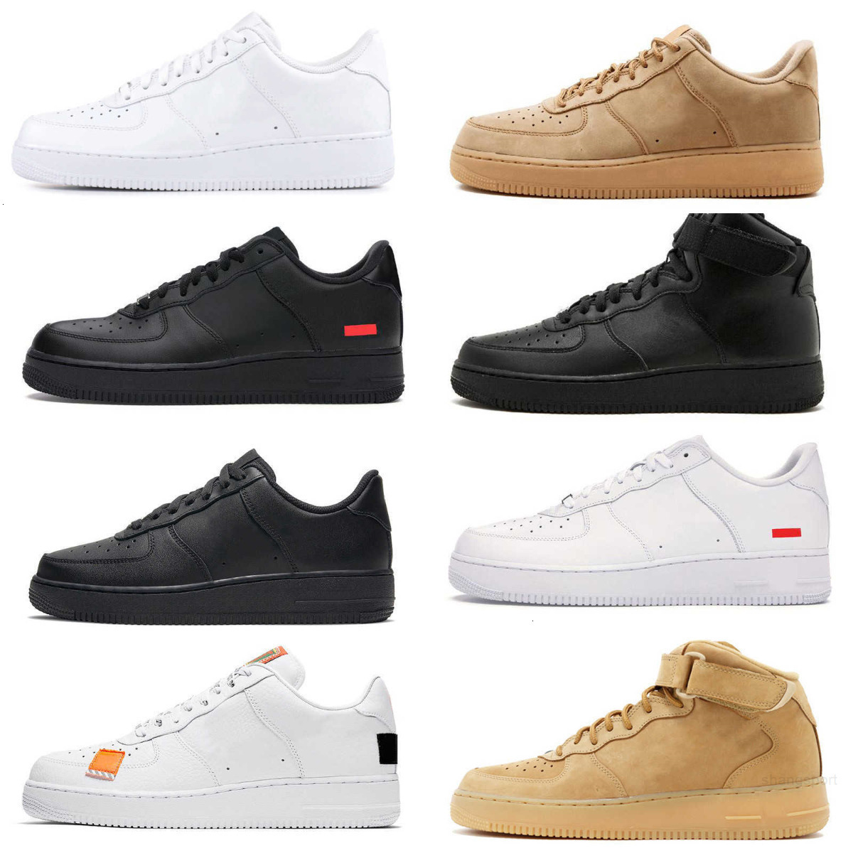 Designers 1 07 Men Low Casual Shoes Trainers All White Black Wheat Skateboard ONE Leather Tennis Sports Jogging Shoe Brand High ForC Women Running Out