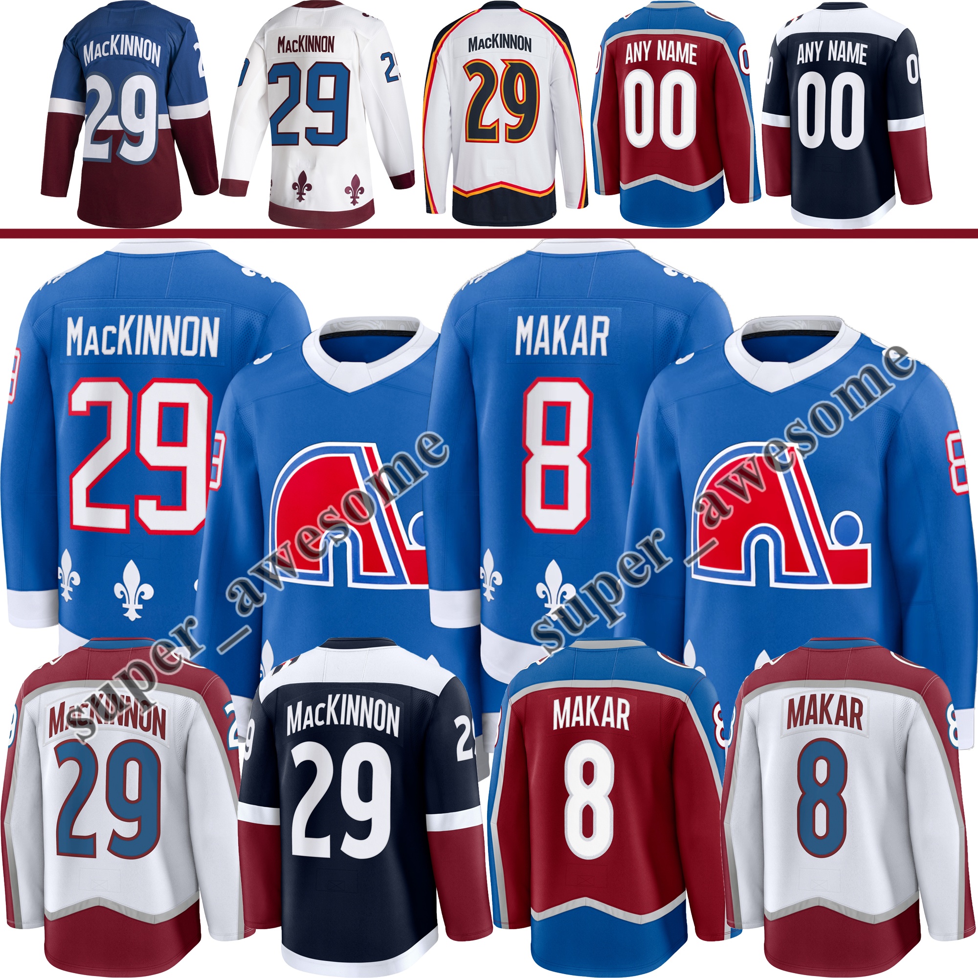Colorado Avalanches Hockey Jersey Nathan MacKinnon Cale Makar Gabriel Landeskog Martin Necas Brent Burns Valeri Nichushkin Nazem Kadri Brock Nelson