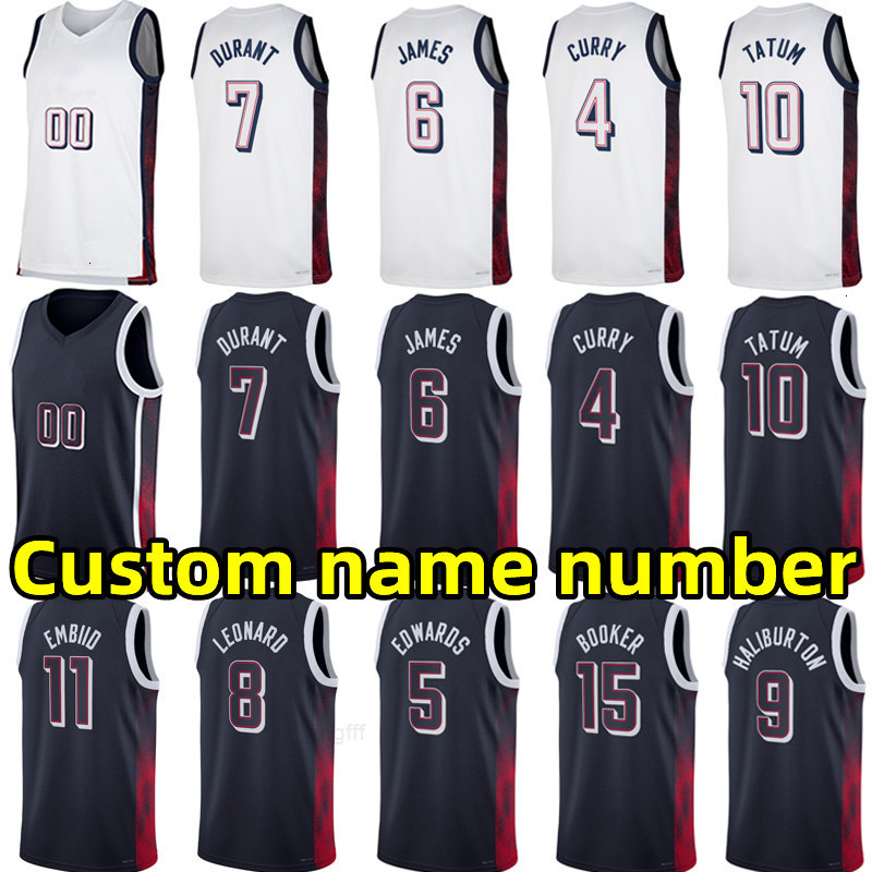 US Team 2024 Basketball Jerseys Kevin Durant Stephen Curry James Anthony Edwards Jayson Tatum Devin Booker Davis Joel Embiid Bam Ado Tyrese Haliburton