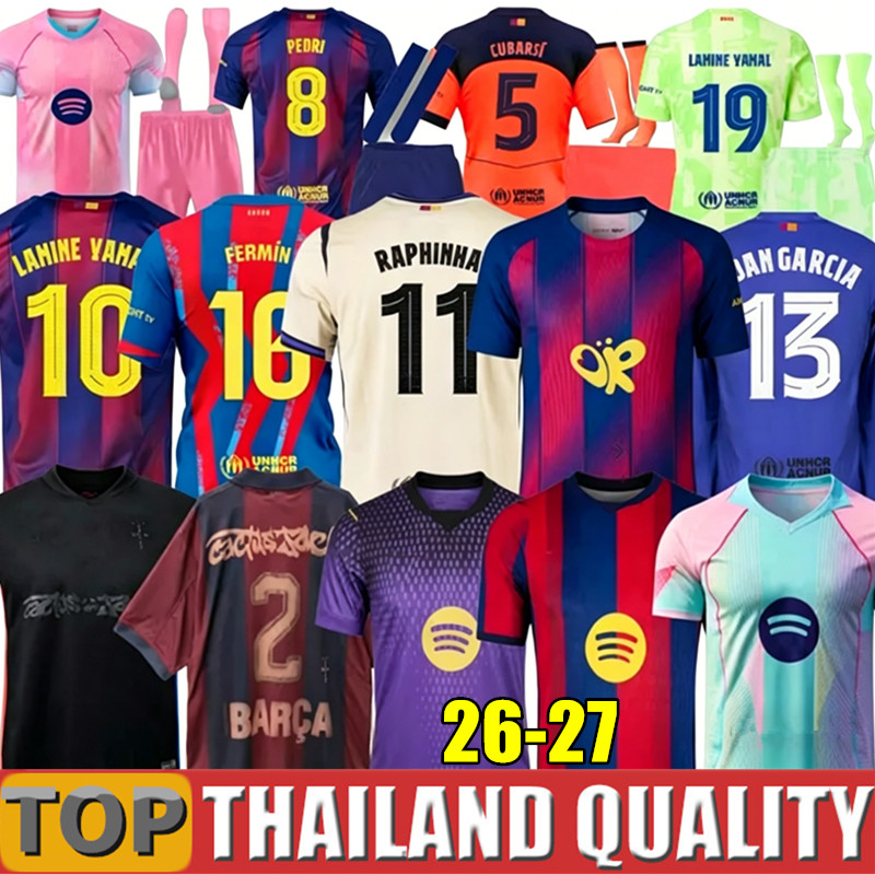 25 26 27 LAMINE YAMAL Lewandowski Barcelona Soccer Jerseys Raphinha FERRAN 2025 2026 Football Shirt F. DE JONG Men Women Kids Cactus Jack 2025 Rashford Joan Garcia