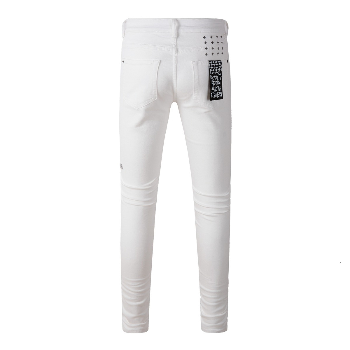 26ss Designer white jeans trendy brand KSUBI HIPHOP JEANS slim fit ripped distressed jeans