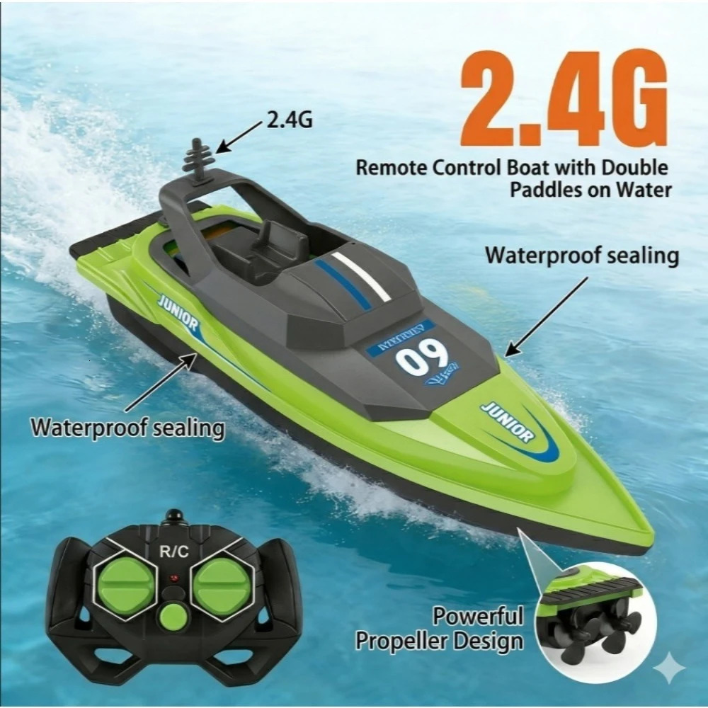 24GHz High-Speed RC Boat Electric Racing Speedboat Waterproof Water Toy for Pool Lake Outdoor Play 260429