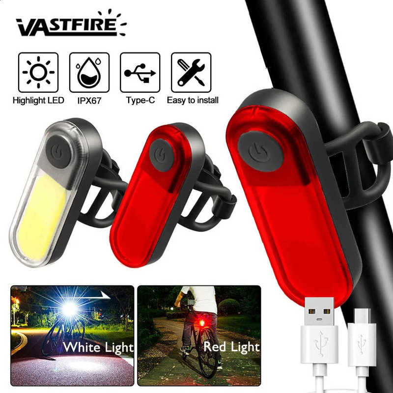 Bike Taillight WhiteRed Light Waterproof Riding Rear Led TypeC Usb Rechargeable Mountain Bicycle Cycling Taillamp 260206