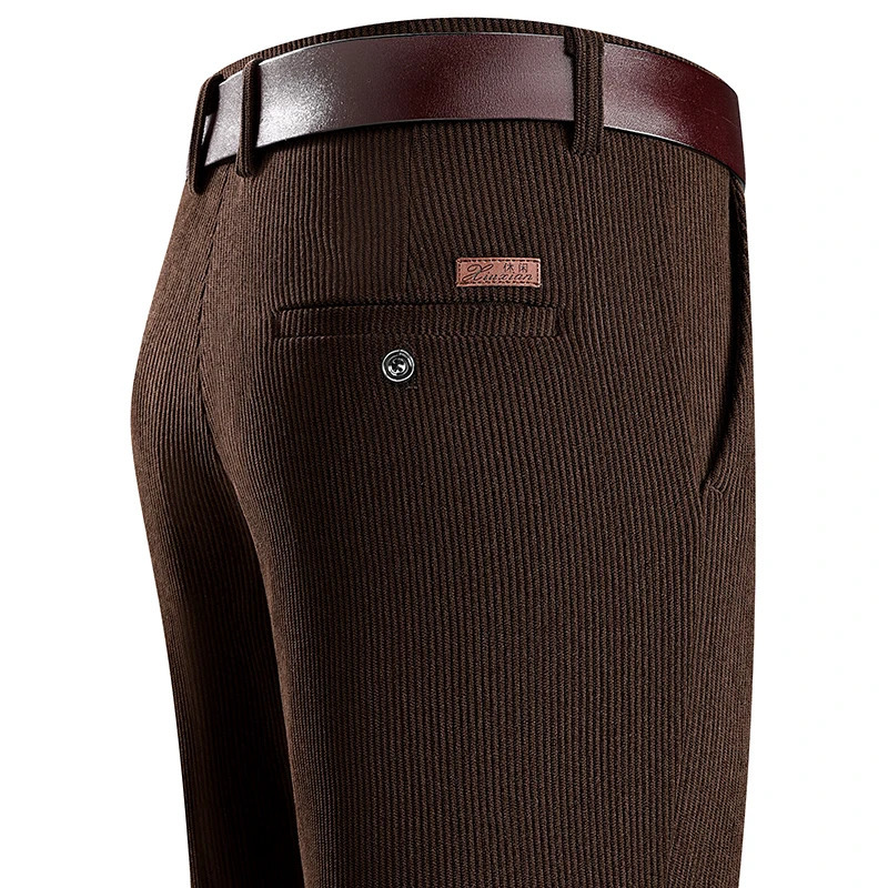 Mens Business Casual Pants Corduroy Suit Pants Autunn Formal Dress Pants Brown Navy Khaki 29-42 260428