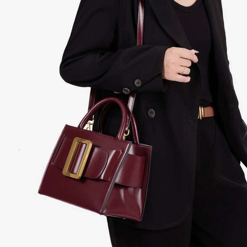 New High Quality Trendy Shoulder Women Unique Belt Buckle Deco Handbag Square Versatile Commuting Bag SENYY
