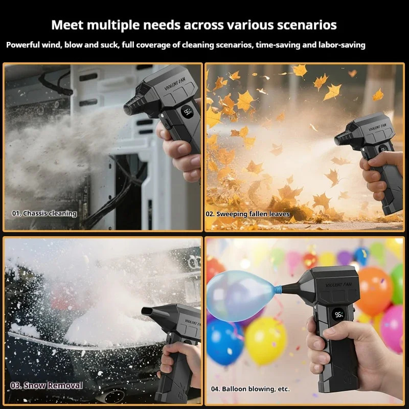 990000RPM Powerful Air Blower Turbo Brushless Motor Fan Wind Speed 75ms 10000mAh with LED display duster 260429