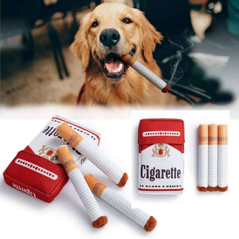 Creative Cigarette Interactive Giggles Dog Toys Funny Plush Chewing Toy Cigaret Box Pet Gifts