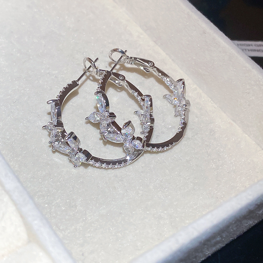 Women's Fashion Luxury High-Carbon Diamond Butterfly Letter Zircon Earrings Manufacturer Wholesale - view 7