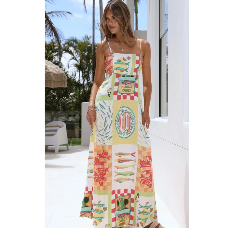 Summer Woman Elegant Dresses Fashion Printed Party Dress Designer Women Short Sleeve Lapel Neck High Waist Big Swing Dress