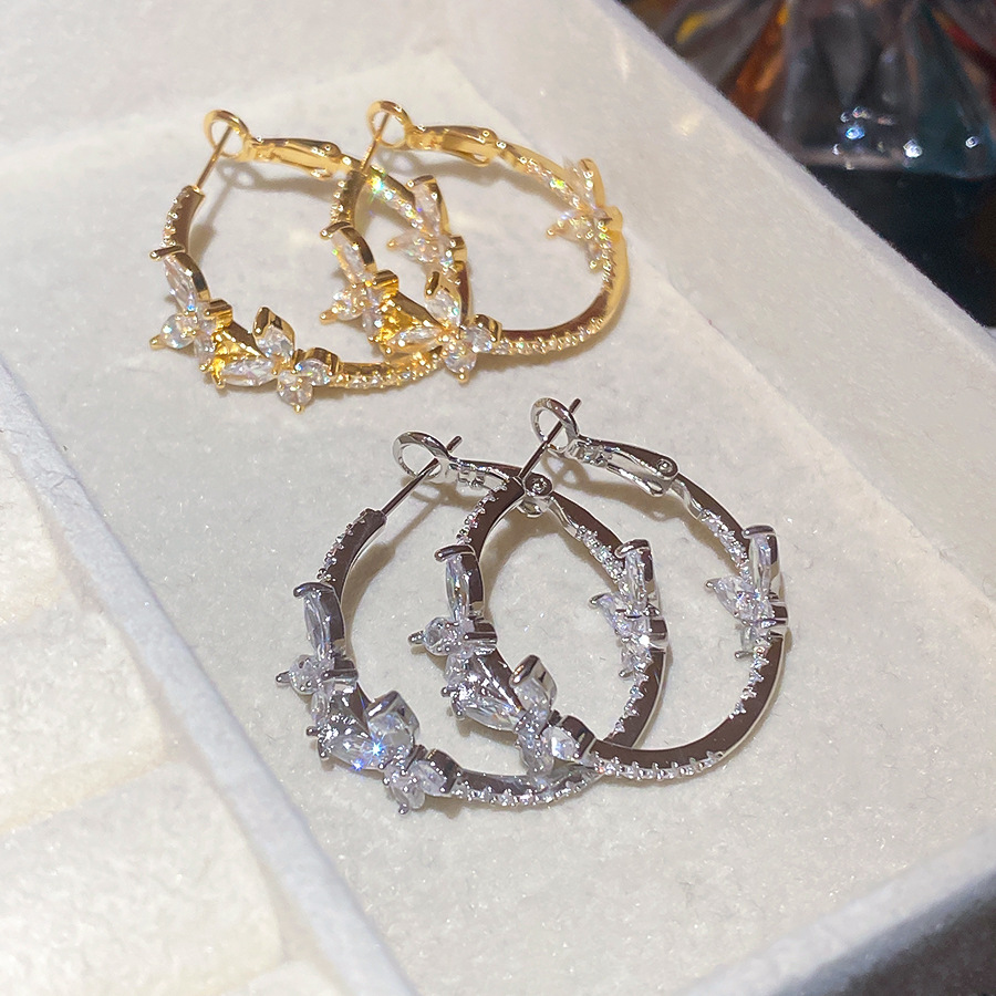 Women's Fashion Luxury High-Carbon Diamond Butterfly Letter Zircon Earrings Manufacturer Wholesale - view 5