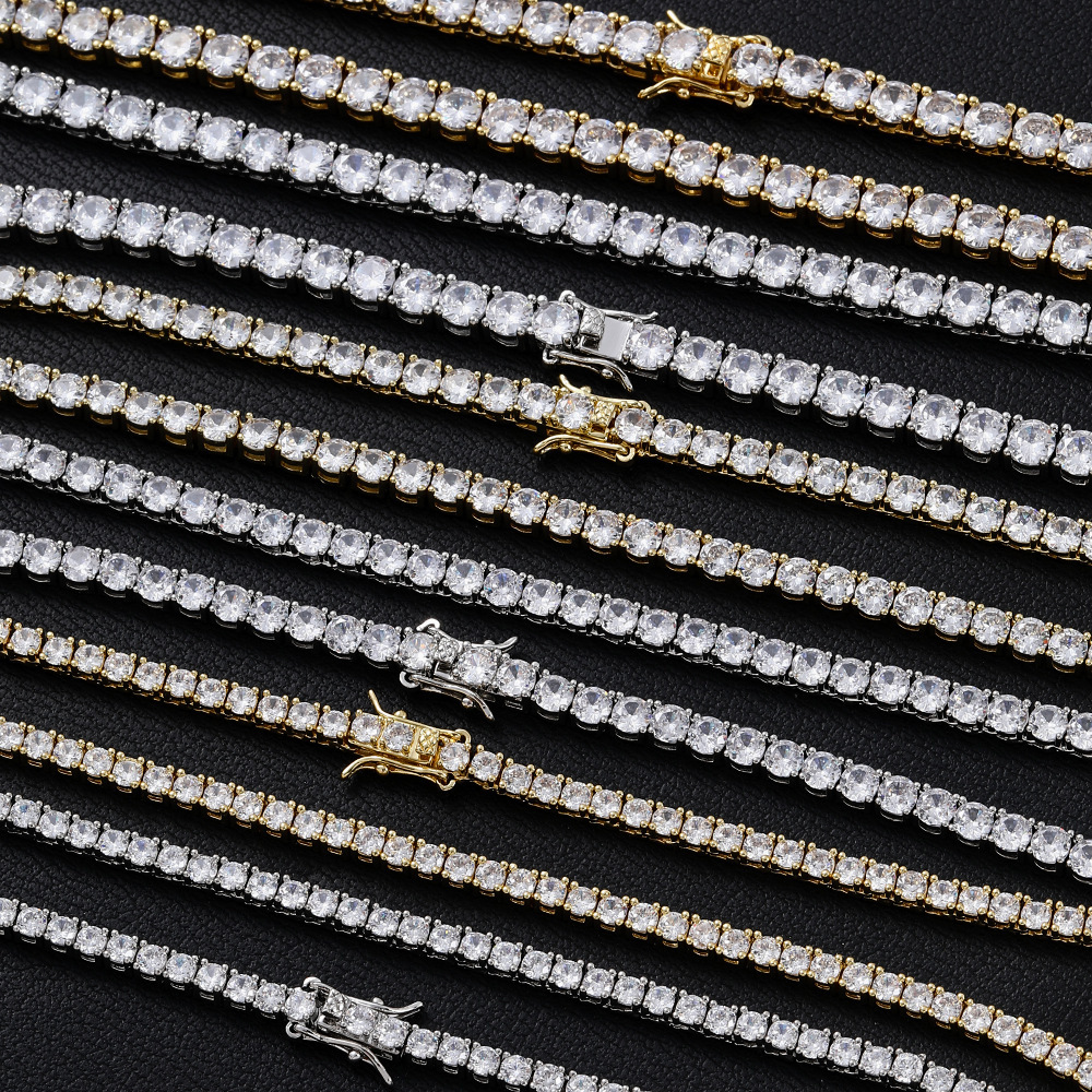 Designer Tennis Chain Rose gold 4mm 5mm VVS Moissanite Tennis Chain 6-24 inch Womens and Mens Bracelet Necklace