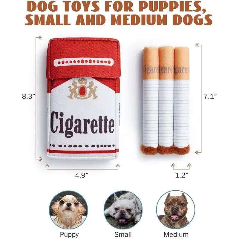 Creative Cigarette Interactive Giggles Dog Toys Funny Plush Chewing Toy Cigaret Box Pet Gifts