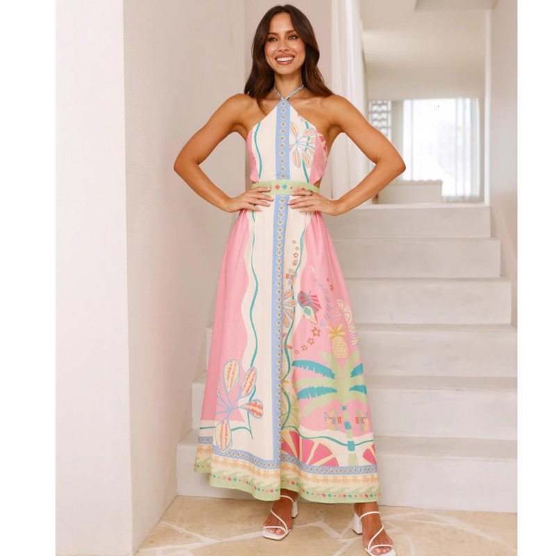 Summer Woman Elegant Dresses Fashion Printed Party Dress Designer Women Short Sleeve Lapel Neck High Waist Big Swing Dress