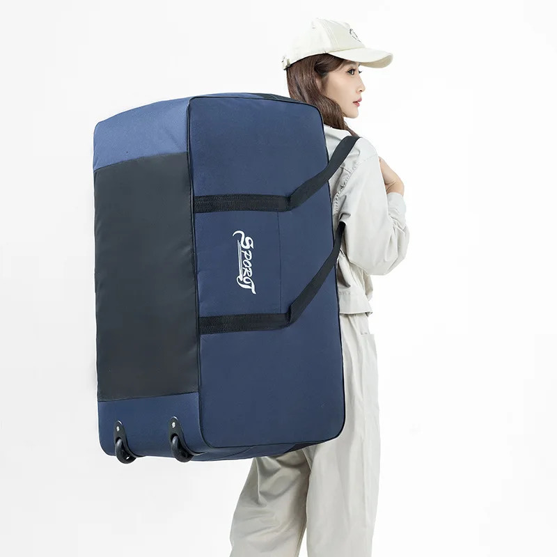 Spring Student Luggage Large Capacity Foldable Checked Bag Residential Quilt Storage Travel with Wheels 260430 - view 6