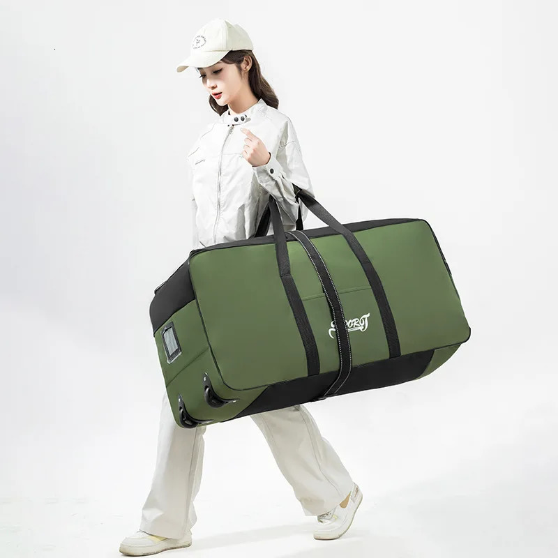 Spring Student Luggage Large Capacity Foldable Checked Bag Residential Quilt Storage Travel with Wheels 260430 - view 3