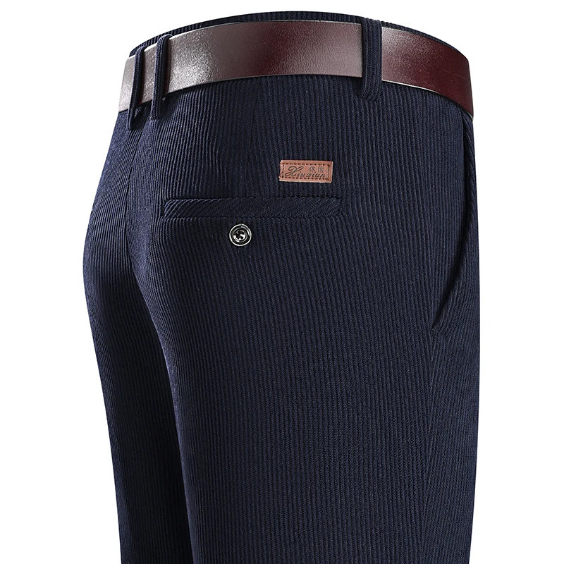 Mens Business Casual Pants Corduroy Suit Pants Autunn Formal Dress Pants Brown Navy Khaki 29-42 260428