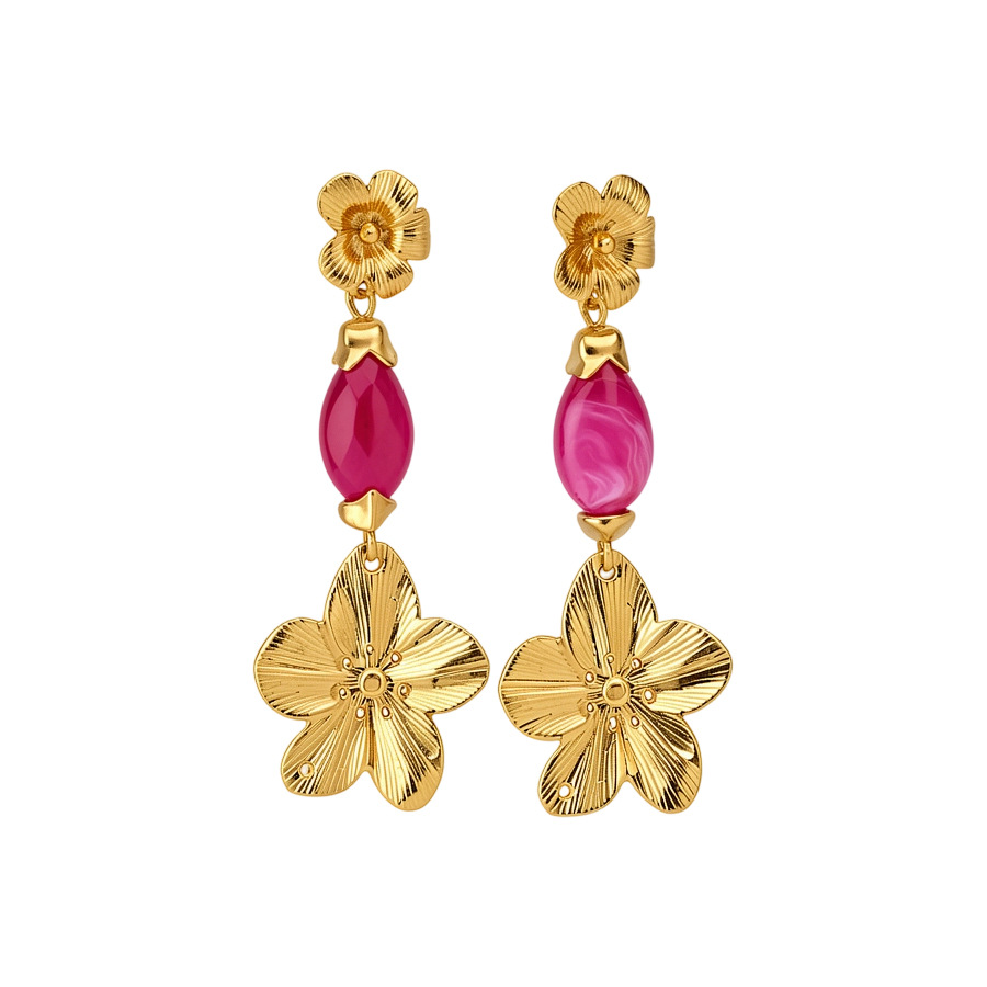 European American cross-border acrylic flower pendant earring necklace set, Bohemian court style, exaggerated and elegant jewelry - view 9