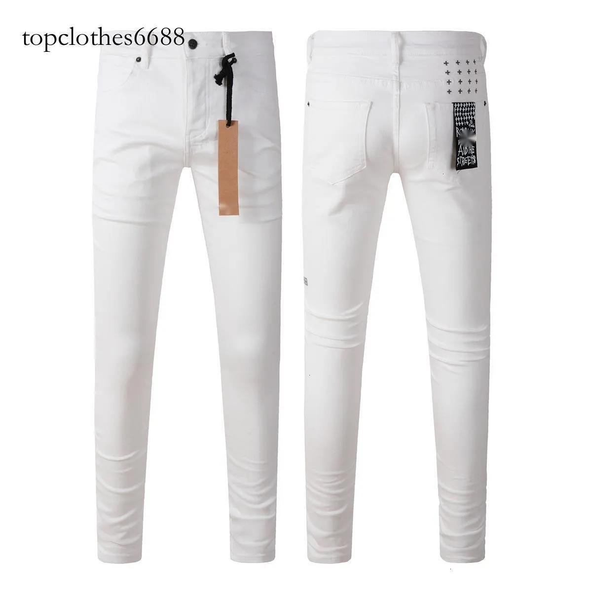 26ss Designer white jeans trendy brand KSUBI HIPHOP JEANS slim fit ripped distressed jeans