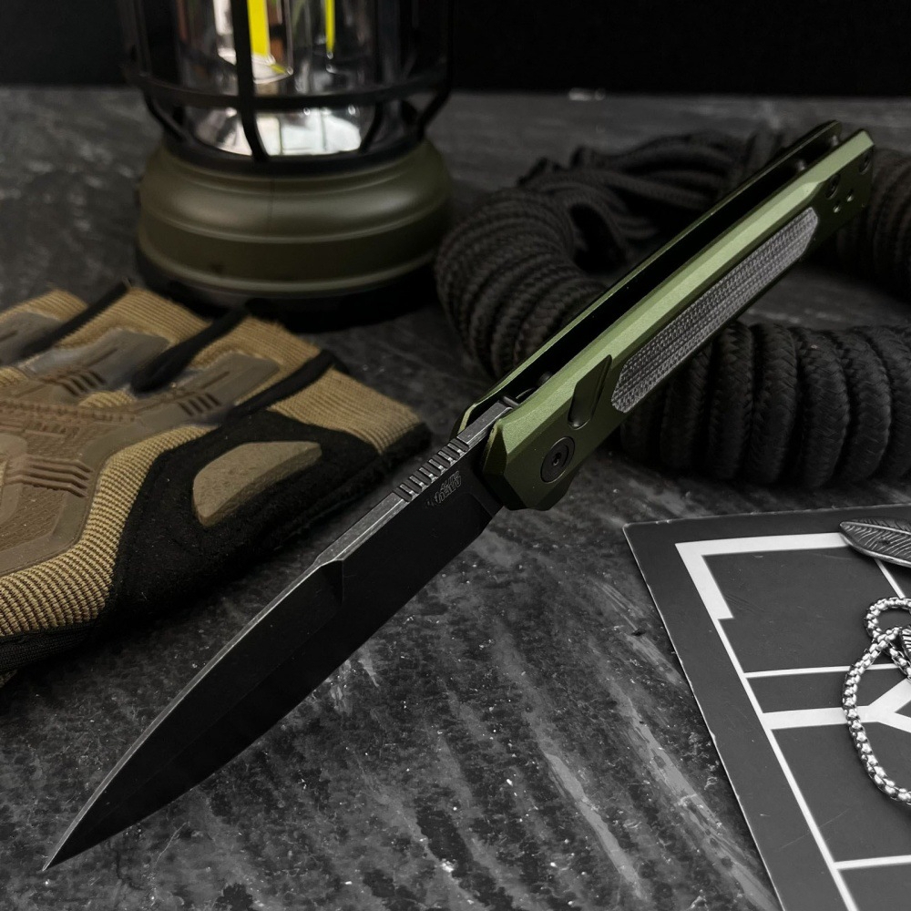 KS7205 Folding Knife 8Cr13MoV Blade Aluminum + G10 Handle, EDC Outdoor Multi-Tool Hunting Knife, Portable Tactical Pocket Knife