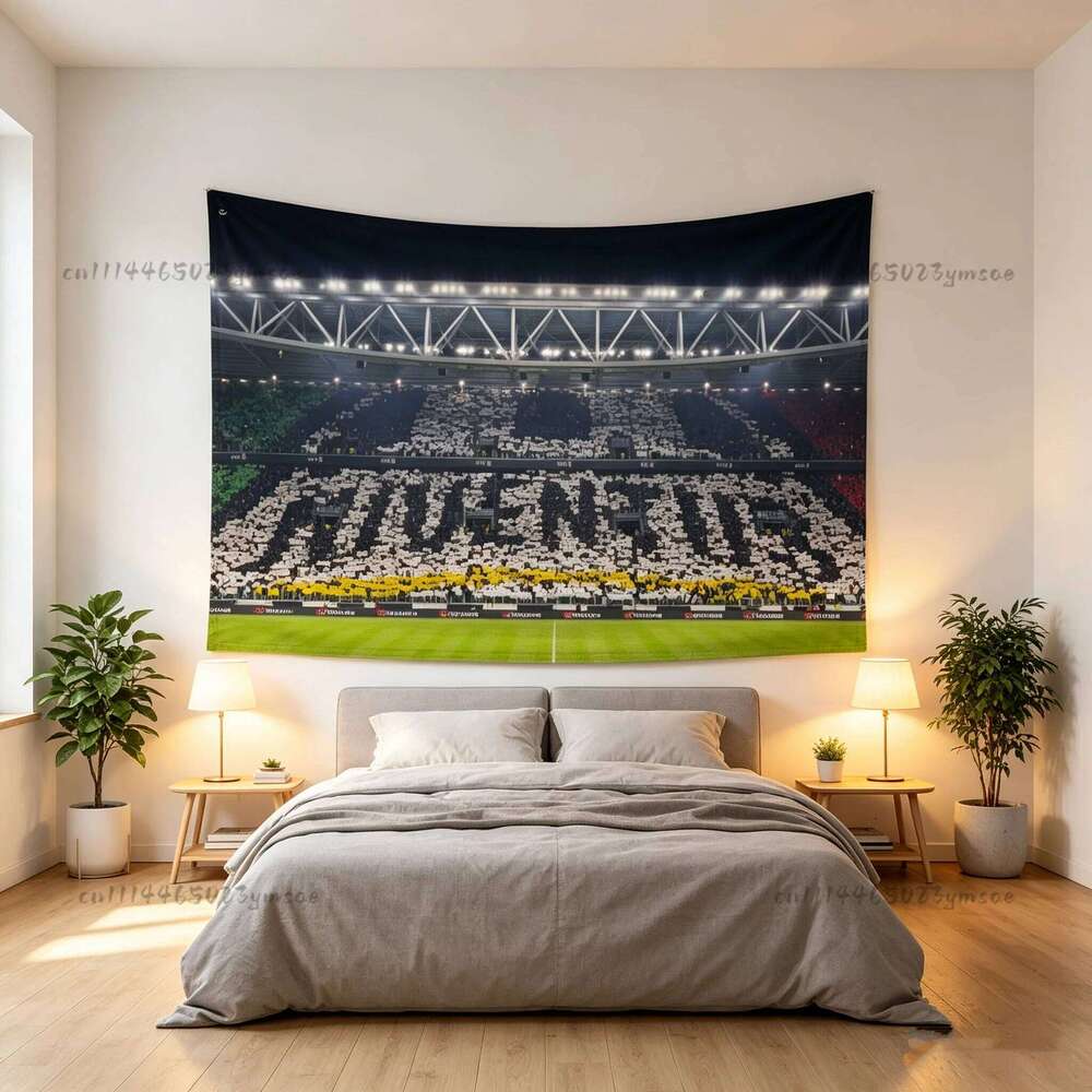 Boutique Football Stadium Flag Bedrooms Garage Decoration Tapestry A-juventus-s Fc Funny Background Cloth Home Decor 26W0430