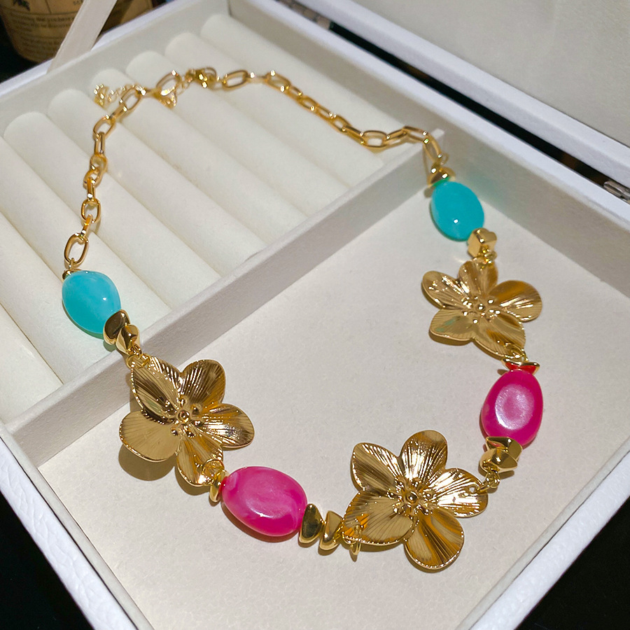 European American cross-border acrylic flower pendant earring necklace set, Bohemian court style, exaggerated and elegant jewelry - view 6