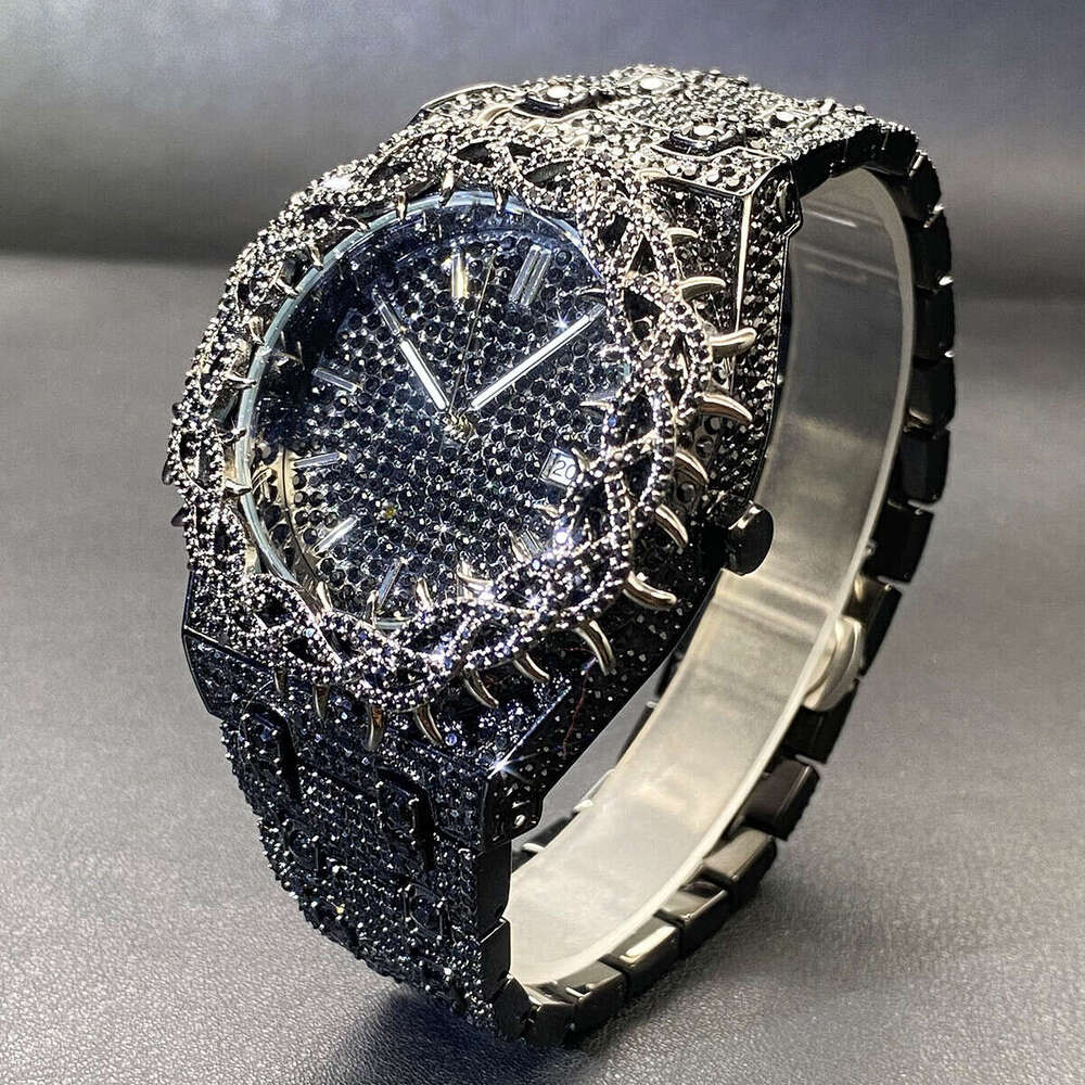 Designer Men Hip Hop Watch Green Diamond Thorn Zircon Large Dial Luxury Wristwatch Wholesale