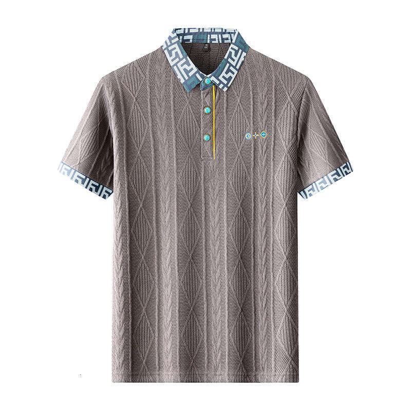 Luxury Brand Designer Clothes New Summer Turn-Down Collar Short Sleeve Gemstone Button Polo Shirt Men's Top Jacquard Embroidered Knit T-Shirt