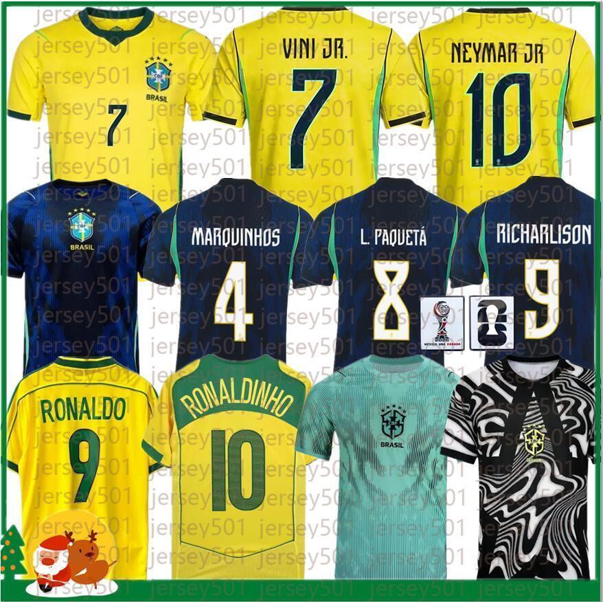 2026 Brazil soccer jerseys MARCELO PAQUETA RAPHINHA NEYMAR JR COUTINHO FIRMINO JESUS VINI JR 25 26 brasil kids kit Men women 1998 2004 2014 home Sport