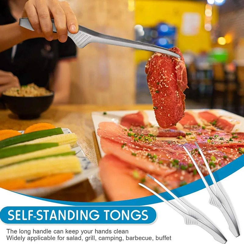 BBQ Tongs Non Slip Cooking Utensils Stainless Steel for Serving Food Salad Camping Barbecue Buffet 260429