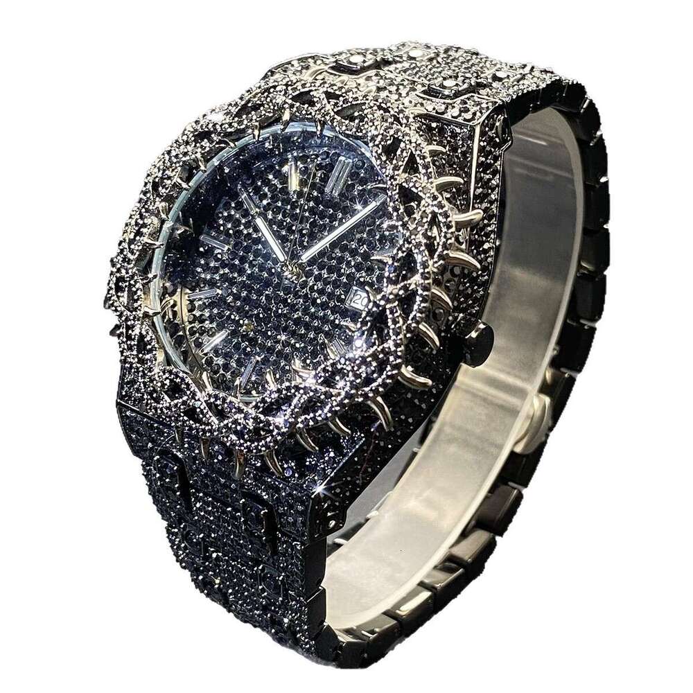 Designer Men Hip Hop Watch Green Diamond Thorn Zircon Large Dial Luxury Wristwatch Wholesale