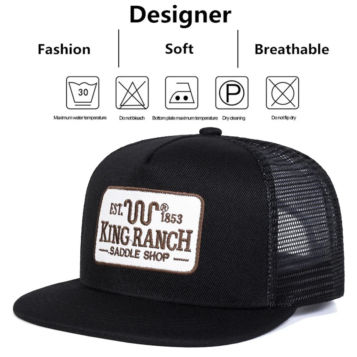 Unisex KING RANCH Embroidery Hiphop Net Hats Spring Summer Outdoor Adjustable Casual Baseball Caps Sunscreen Hat Sports Cap 260430