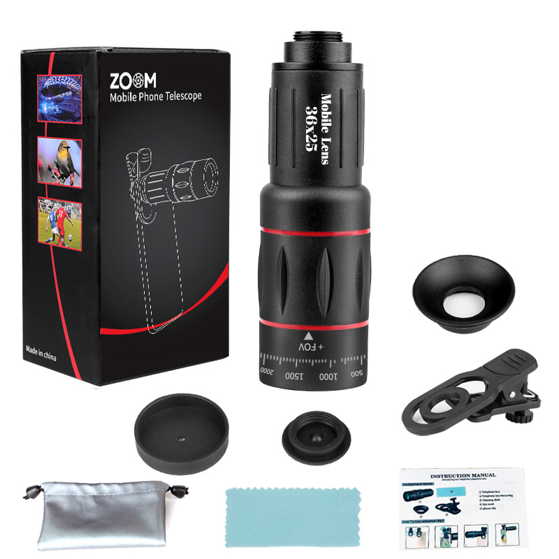 Premium Quality 36x Zoom HD Telescopical Lens Adapter Kit For Smartphones Ideal for Wildlife Watching