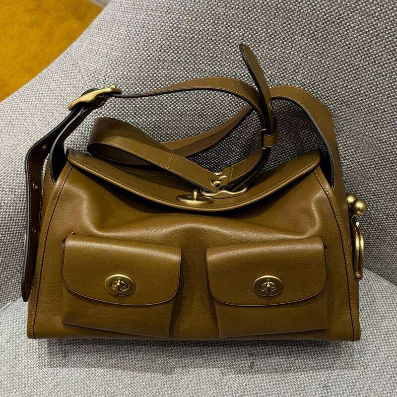 Vintage Style Shoulder Hand Women Lady Soft Pu Leather Bags Big Capacity Zipper Closure Underarm Multi Pocket Daily Bag