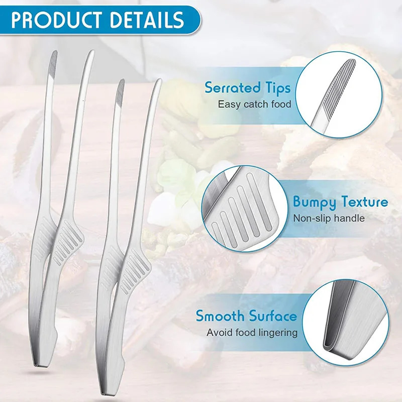BBQ Tongs Non Slip Cooking Utensils Stainless Steel for Serving Food Salad Camping Barbecue Buffet 260429