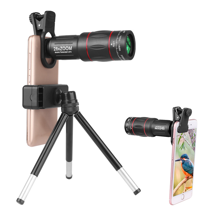Universal Phone Camera Telephoto Lens, High-Power 28X Zoom Telescope with Standard/Aluminum Alloy/Handheld Kits for Outdoor Photography