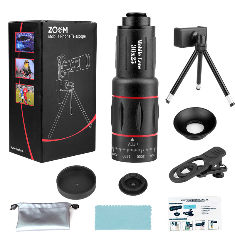 Premium Quality 36x Zoom HD Telescopical Lens Adapter Kit For Smartphones Ideal for Wildlife Watching