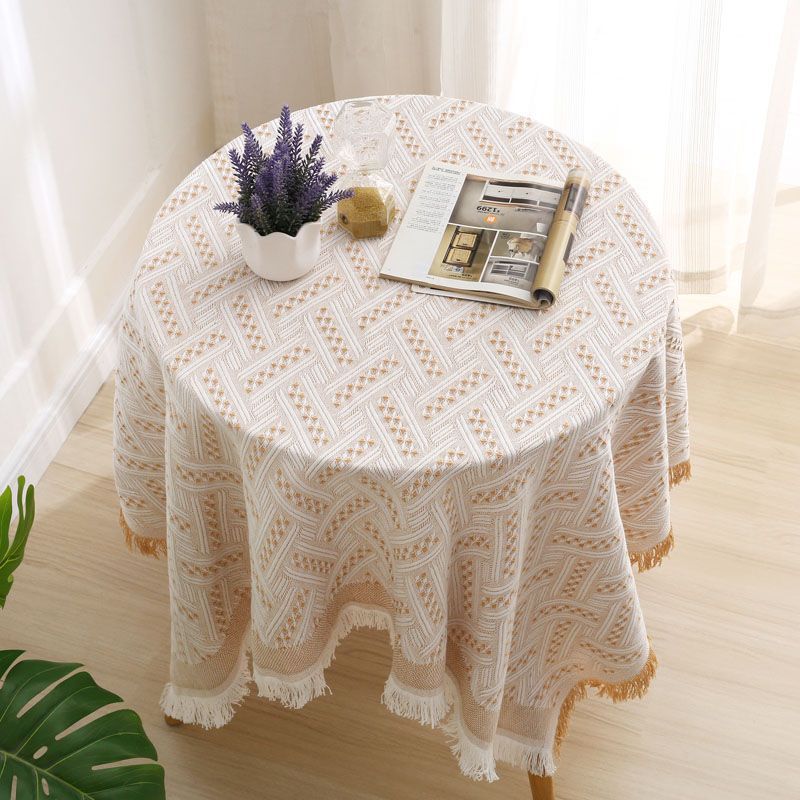 YL-38580 Custom Ins Style Tablecloth, High-End TV Cabinet, Round Table, Desk, White Tablecloth, Food Stall Photography Background