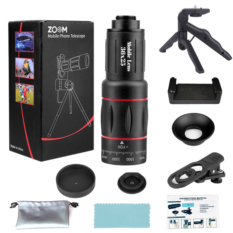 HD Telephoto Lens for Mobile Phones, 18X/28X/36X/64X Zoom External Telescope with Optional Tripod Kits for Concerts Birdwatching