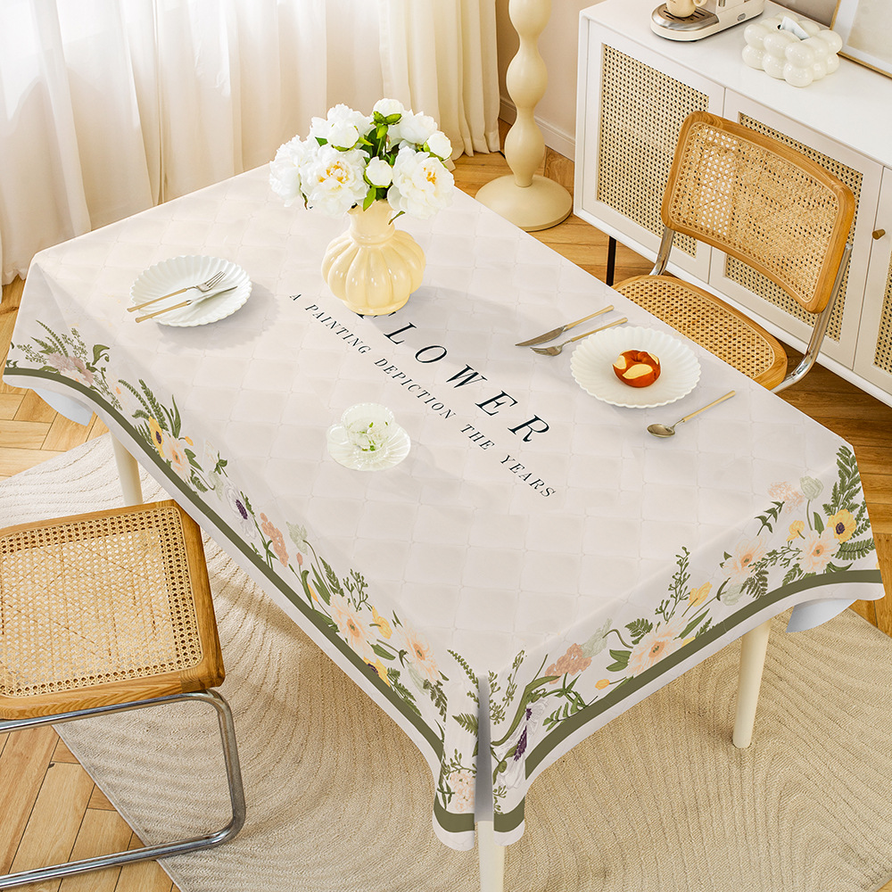 YL-38578 Customized Simple No-Wash PVC Tablecloth, Waterproof, Oil-proof, Heat-resistant, Country Style Rectangular Tablecloth