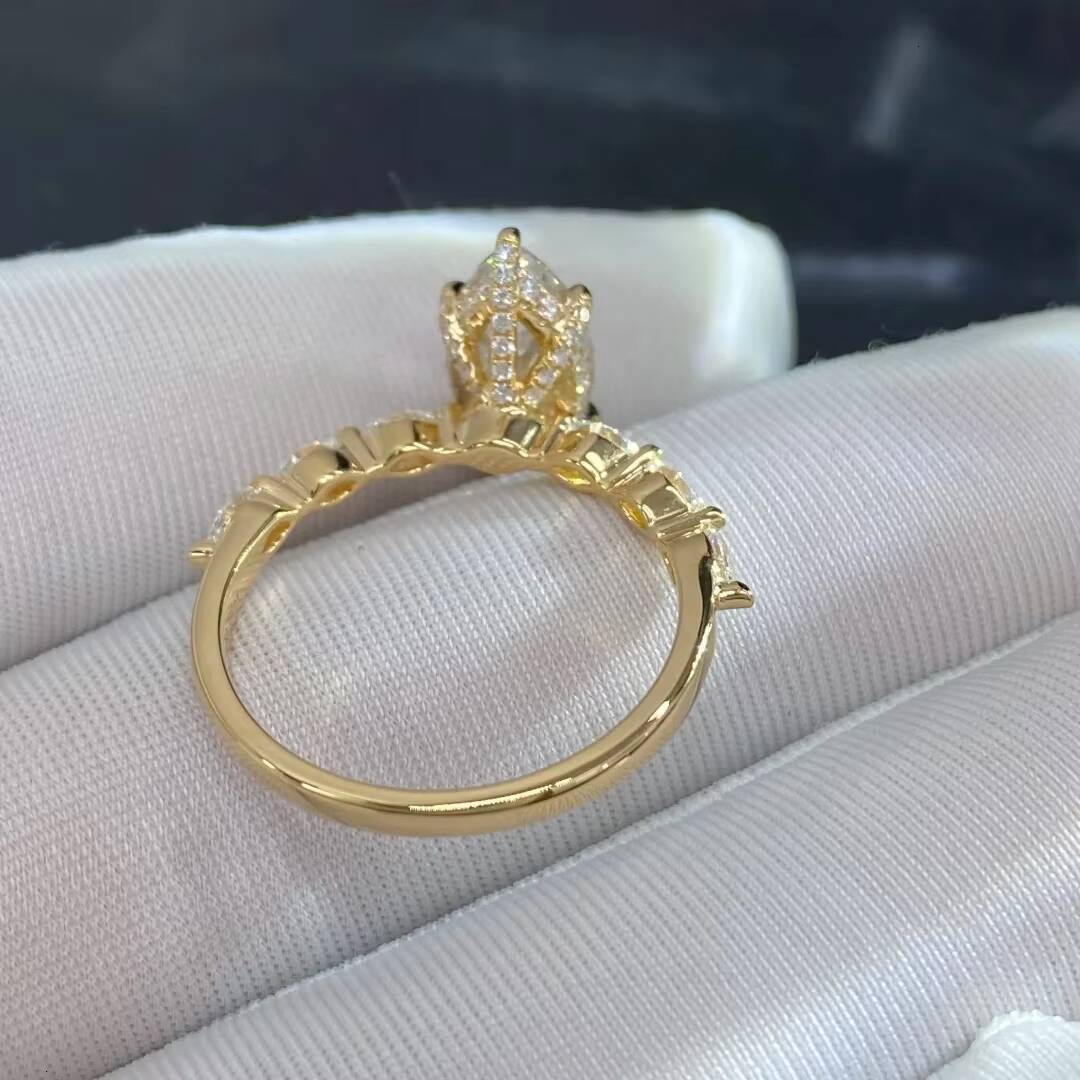 2026 New Arrival Womens IGI Lab Grown Diamond Luxury Gold Plated S925 Sterling Silver Marquise Cut 14K Gold Plated Rings