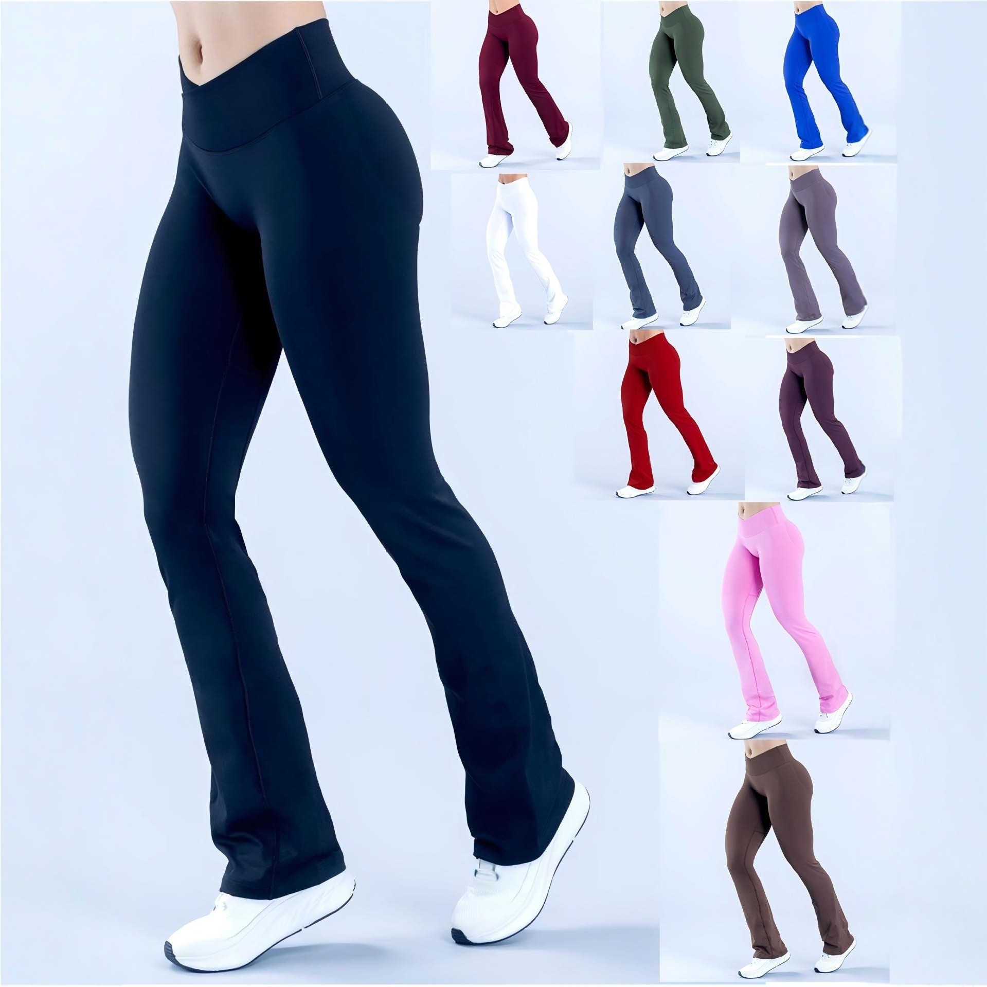 Dfyned Yoga Sets Vision Flares Pants Seamless High Waist Swearpants Fitness Quick Dry Tight Workout Clothes Jogging Sports Trousers Gym Tops