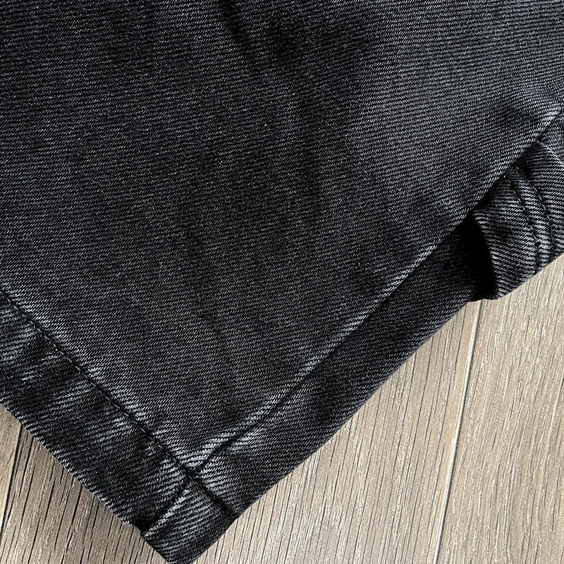 TUFF CROWD American high street niche n embroidered black casual denim shorts 260430