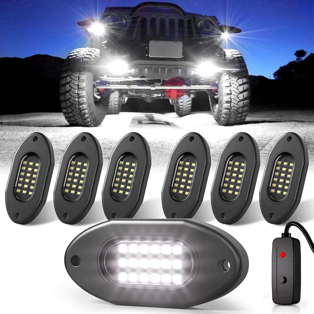 White LED Rock for Off-Road Truck SUV 4x4 ATV Jeep - Underbody Trail Rig Chassis Lighting Kit 4/6/8/12 Lights 12V