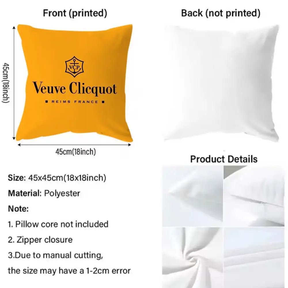 Pillow Case y VVeuve Cclicquot Cushion Cover MultiScene Pillow for Home Car Reversible Soft Durable Daily Use 260429 - view 5