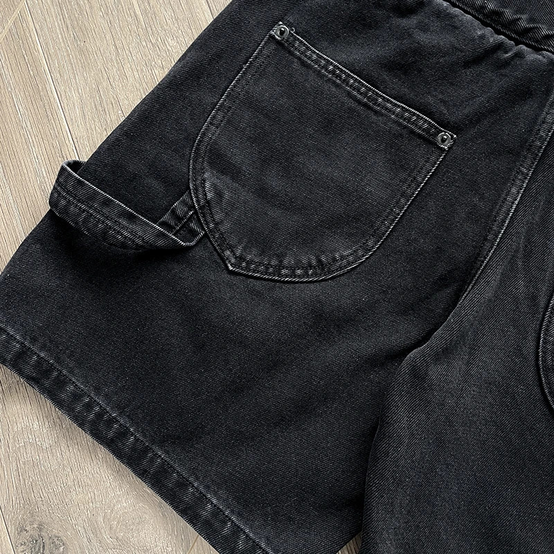TUFF CROWD American high street niche n embroidered black casual denim shorts 260430