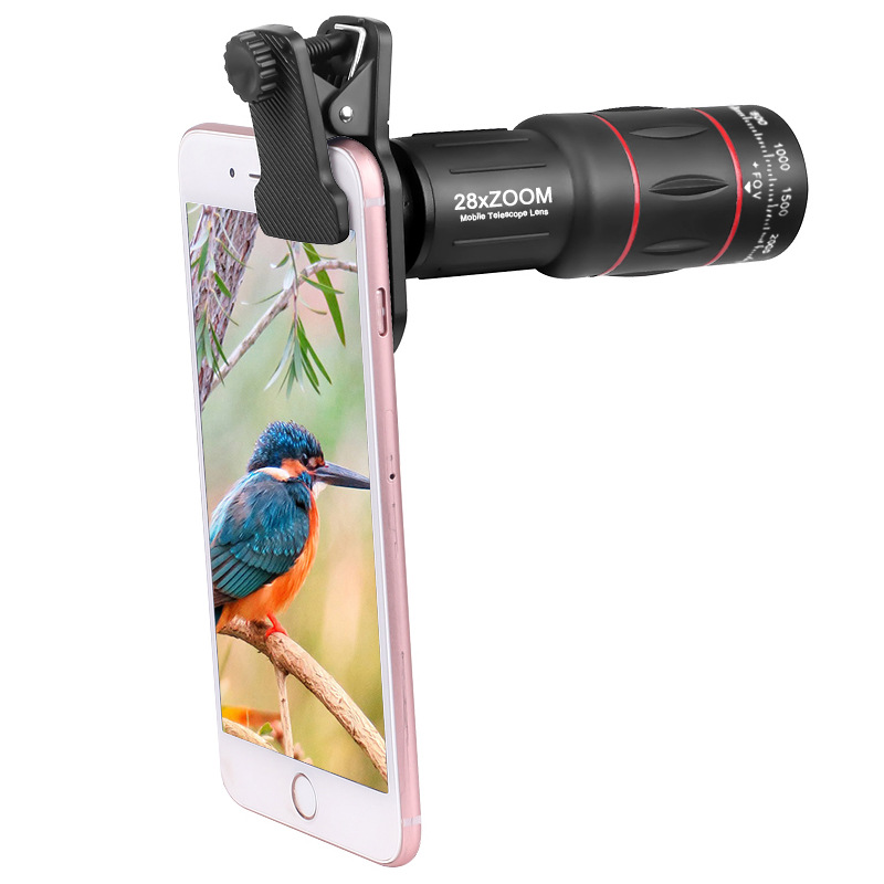 Universal Phone Camera Telephoto Lens, High-Power 28X Zoom Telescope with Standard/Aluminum Alloy/Handheld Kits for Outdoor Photography