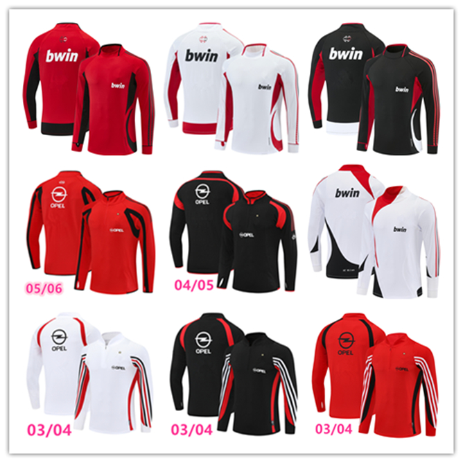 Retro soccer jerseys 03 04 05 06 07 classic Vintage tracksuit top Ronaldo KAKA RONALDINHO Maldini 2003 2004 2005 MEN milanES long sleeves training SHIRT